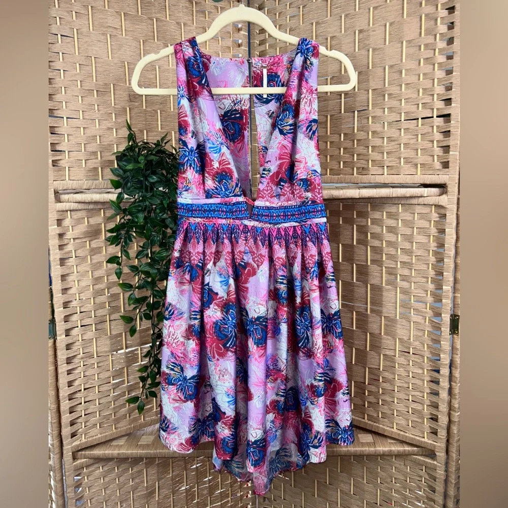 Free People Floral Print Pink & Blue Summer Dress - Picture 2 of 11